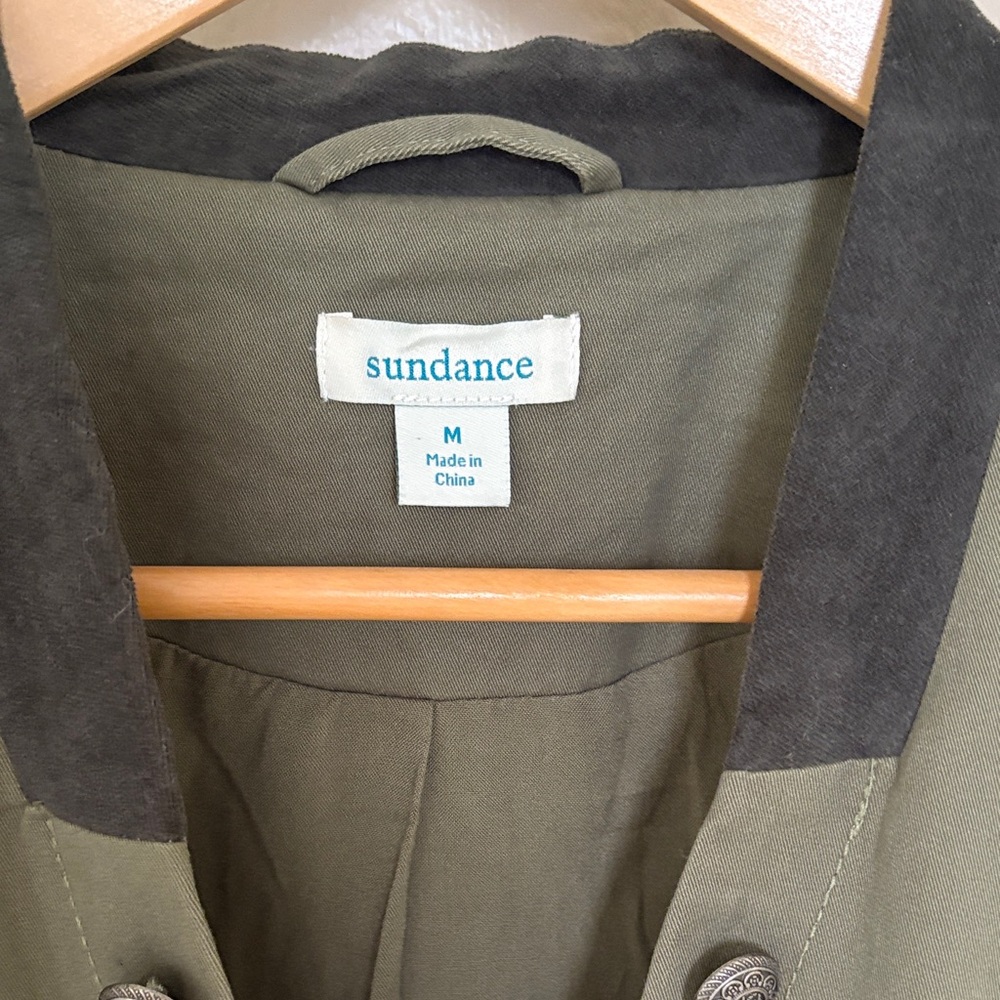 Sundance Women's Utility Jacket in Olive with suede trim